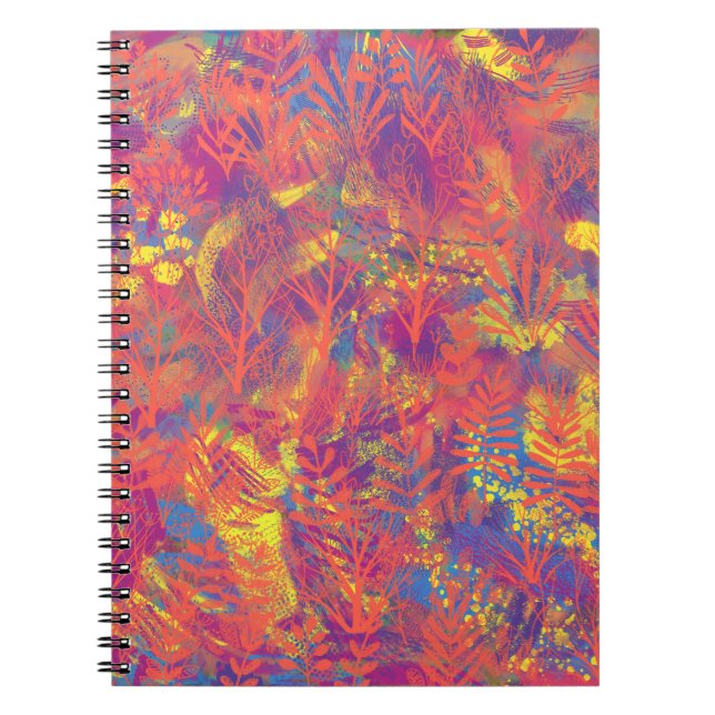 Caderno Espiral Notebook de textura de pintura multicolorido (Frente)