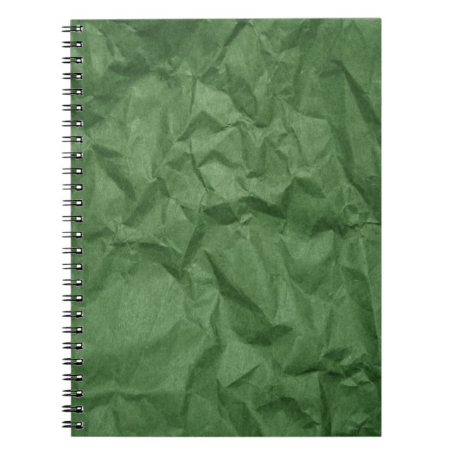 Caderno Espiral Notebook de textura em papel verde amassado (Frente)