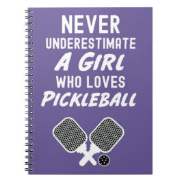 Caderno Espiral Notebook de Tipografia de Pickleball Cor-de-Rosa B