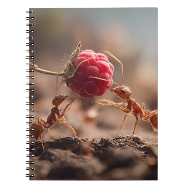 Caderno Espiral Notebook de trabalho em equipe Ants Raspberry (Frente)