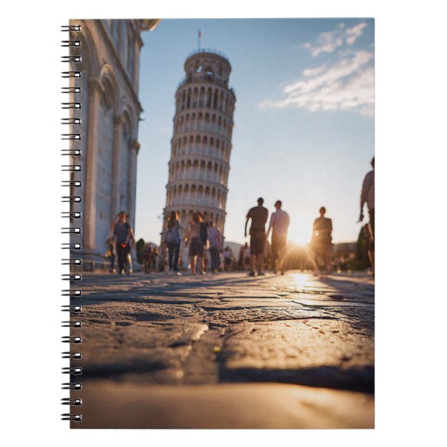 Caderno Espiral Notebook de Viagem de torre Pisa de ouro de  de ho (Frente)