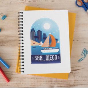 Caderno Espiral Notebook de Viagens vintage San Diego California
