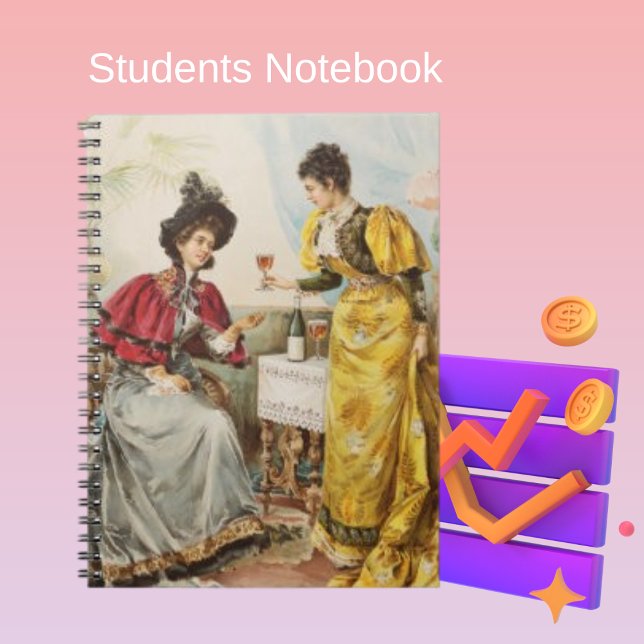 Caderno Espiral Notebook de vinho Bebendo para mulheres retrô-vide (Criador carregado)