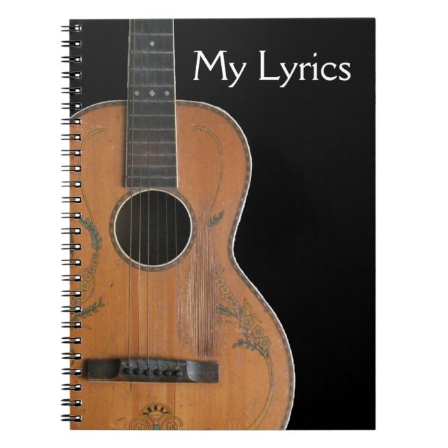 Caderno Espiral Notebook de violão acústico antigo (Frente)