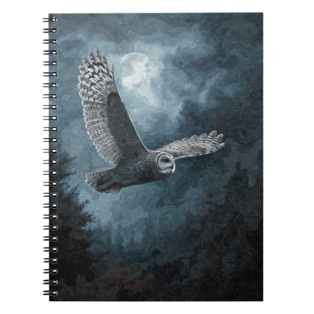 Caderno Espiral Notebook de voo Owl Moonlit (Frente)
