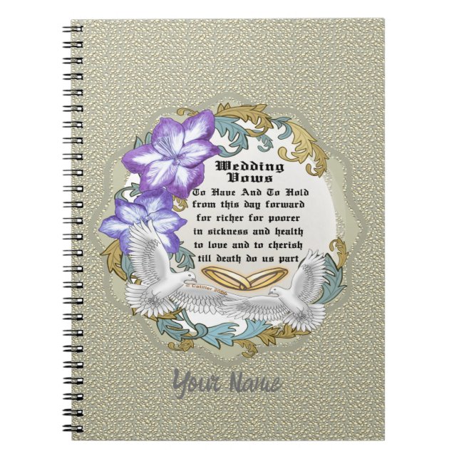 Caderno Espiral Notebook de Vows de Casamento (Frente)
