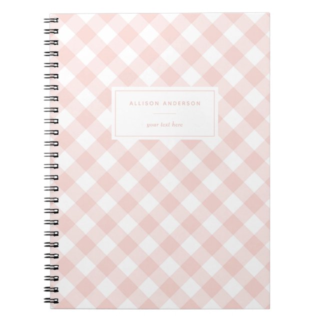 Caderno Espiral Notebook de Xadrez de búfalo rosa Blush Feminine B (Frente)