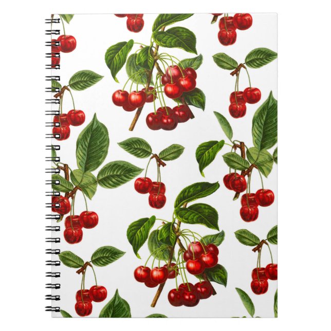Caderno Espiral Notebook Deep Red Botanic Cherry Impressão (Frente)