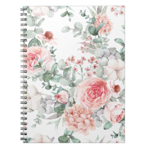 Caderno Espiral Notebook delicado com aquarela floral Fotográfico