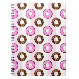 Caderno Espiral Notebook Delicioso Rosquinha Pink Stripes