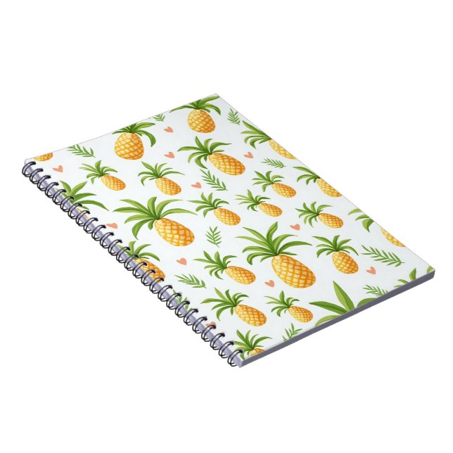 Caderno Espiral notebook design com padrão de abacaxi (Lado Direito)