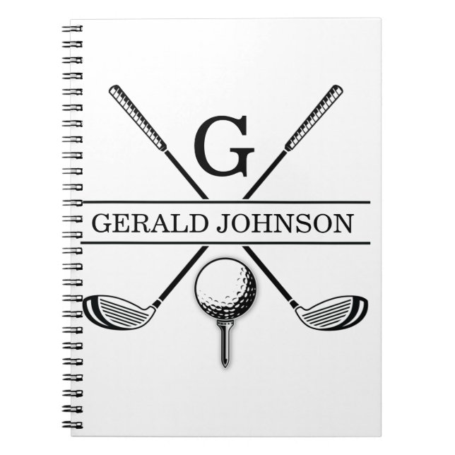 Caderno Espiral Notebook Design Monograma Modelo de Golf (Frente)