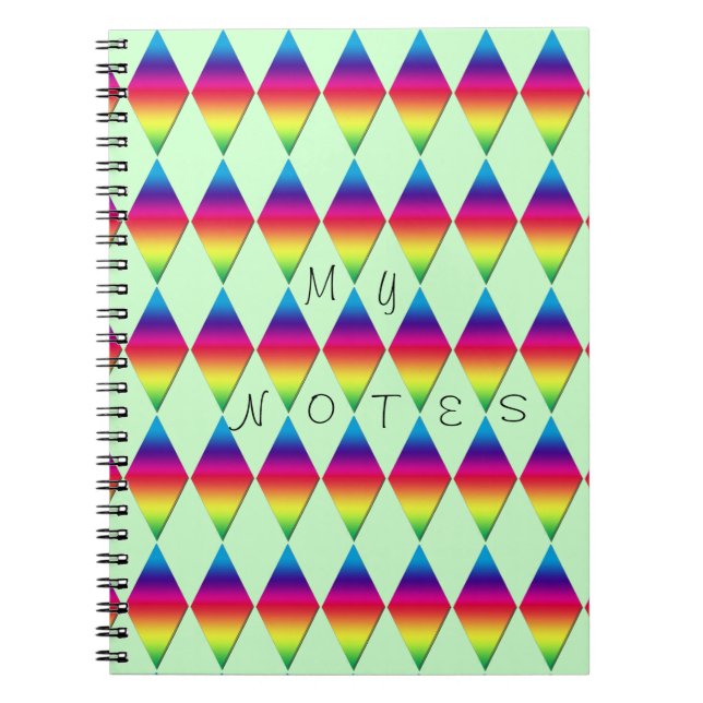 Caderno Espiral Notebook - Diamantes arco-íris (Frente)