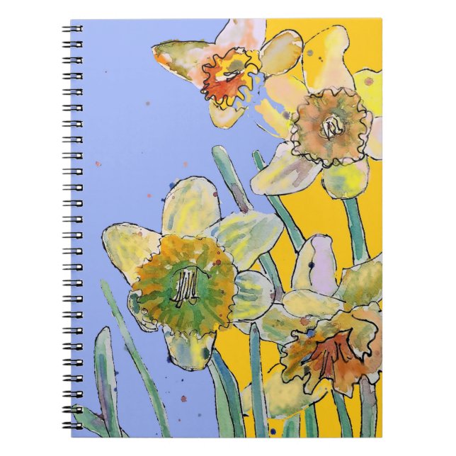 Caderno Espiral Notebook Diário Daffodil Watercolor (Frente)