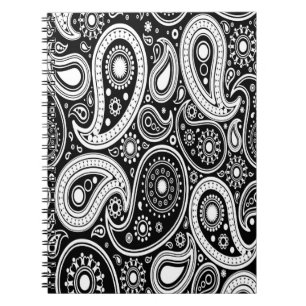Caderno Espiral Notebook/Diário em preto-e-branco