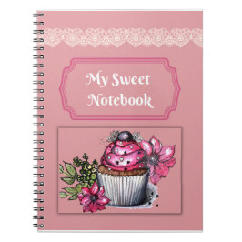 Caderno Espiral Notebook/Diário Meu Cupcake Rosa Notebook Doce