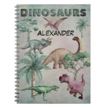 Notebook Dino Dinosaur de Nome Personalizado para
