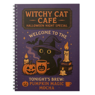 Caderno Espiral Notebook do Castelo da Bruxa de Halloween - Noite