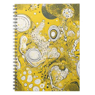 Caderno Espiral Notebook do Designer com Abstrato amarelo orgânico