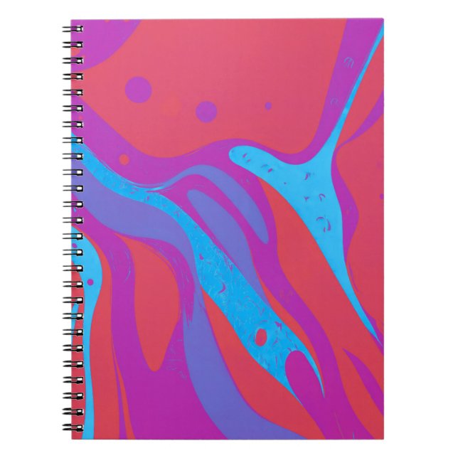 Caderno Espiral Notebook do Designer com Abstrato Vermelho e Arte  (Frente)