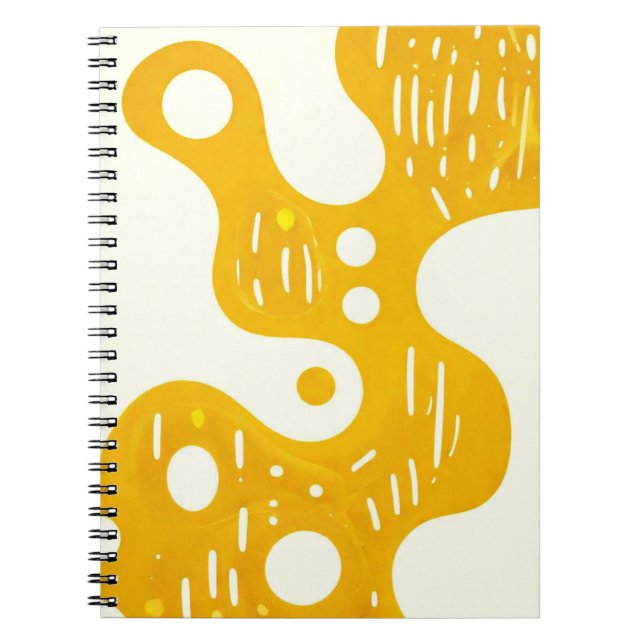 Caderno Espiral Notebook do designer com arte Abstrato amarela (Frente)
