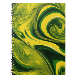 Caderno Espiral Notebook do designer com mármore verde e amarelo A