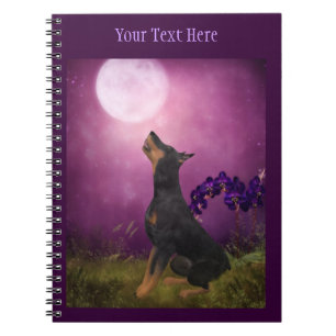 Caderno Espiral Notebook Doberman Moon Fantasy Dog Art