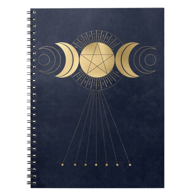 Caderno Espiral Notebook Dourado azul Triplo (Frente)