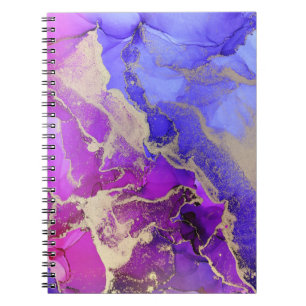 Caderno Espiral Notebook Dourado cor-de-rosa azul roxo