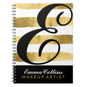 Caderno Espiral Notebook Dourado e preto personalizável