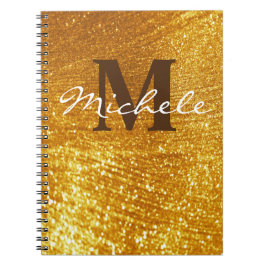 Caderno Espiral Notebook Dourado monograma personalizado