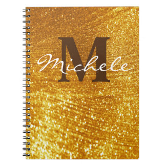 Caderno Espiral Notebook Dourado monograma personalizado