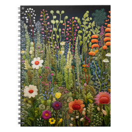 Caderno Espiral Notebook e Diário bordado no jardim do Herbalist