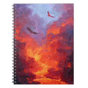 Caderno Espiral Notebook Eagles Fiery Sunset Sky