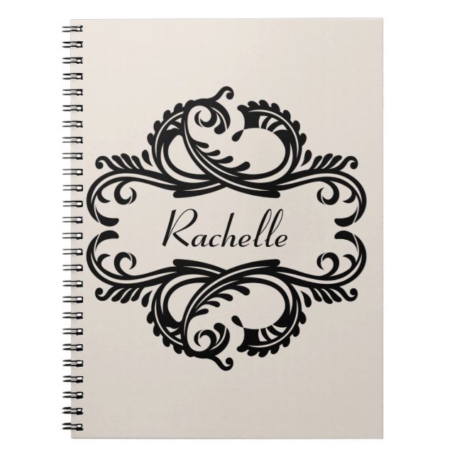Caderno Espiral Notebook Ebony Chic Damask (Frente)