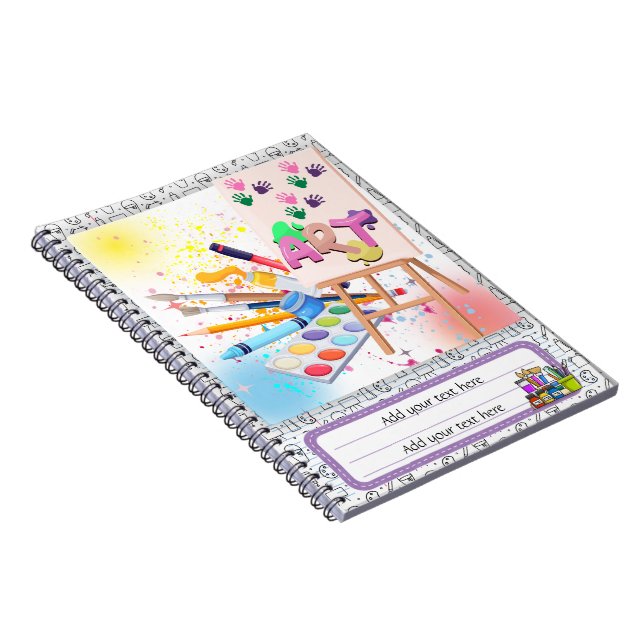 Caderno Espiral Notebook Editável de Volta à Arte Escolar (Lado Direito)