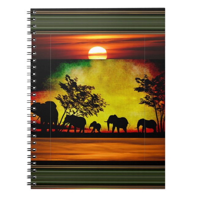 Caderno Espiral Notebook elefantes Sunset (Frente)