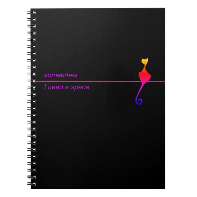 Caderno Espiral Notebook Elegante Black Cat Illustration Art (Frente)
