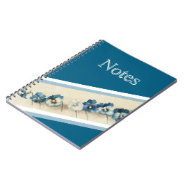 Caderno Espiral Notebook Elegante Blue Pansy Watercolor - Floral