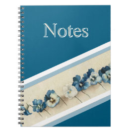 Caderno Espiral Notebook Elegante Blue Pansy Watercolor - Floral