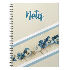 Caderno Espiral Notebook Elegante Blue Pansy Watercolor - Floral