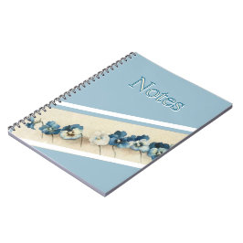 Caderno Espiral Notebook Elegante Blue Pansy Watercolor - Floral