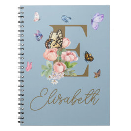 Caderno Espiral Notebook Elegante Borboleta Inicial