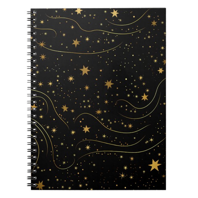 Caderno Espiral Notebook Elegante Dourado Starry Night (Frente)