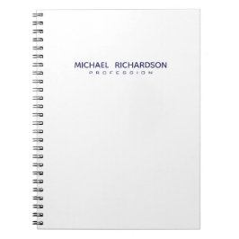 Caderno Espiral Notebook Elegante Masculino Branco Azul Personaliz
