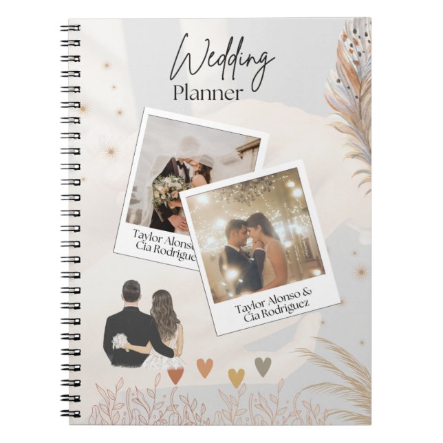 Caderno Espiral Notebook Elegante Multi-Photo Wedding Planner (Frente)