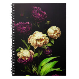 Caderno Espiral Notebook Elegante Peonies & Rosas Espiral