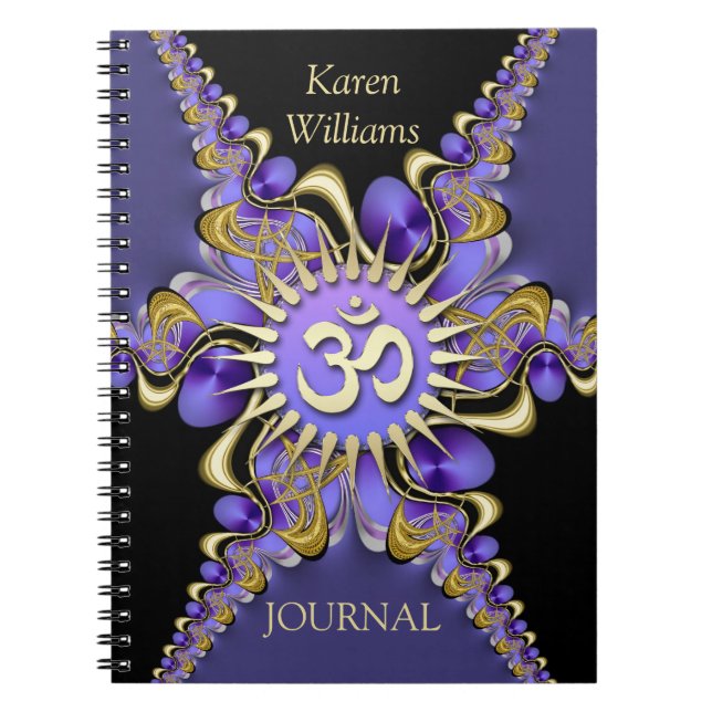 Caderno Espiral Notebook Elegante Roxo De ouro Om (Frente)