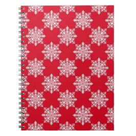 Caderno Espiral Notebook Elegante Snowflake, vermelho e branco
