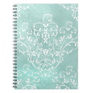 Caderno Espiral Notebook Elegante Teal Damask
